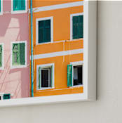 "Riomaggiore" - Art Print in Tangerine by Heather Deffense - Frame Close-up