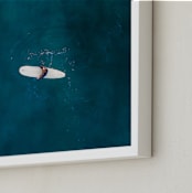 "Waiting on Waves" - Art Print in Dark Teal by Jessica Rice - Frame Close-up