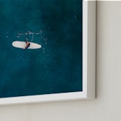 "Waiting on Waves" - Art Print in Dark Teal by Jessica Rice - Frame Close-up