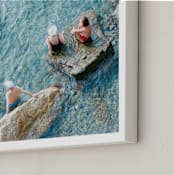 "Sunbathers" - Art Print in Turquoise by Jennifer Jacobson - Frame Close-up