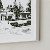 "Custom House Portrait with Text" - Custom Print in Olive Shadow by Minted - Frame Close-up