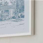 "Custom House Letterpress Portrait Art" - Custom Letterpress Print in Dusk Blue by Minted - Frame Close-up