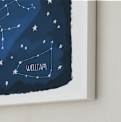 "Constellations" - Personalized Art Print in Midnight Blue by Morgan Kendall - Frame Close-up