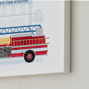"Fire Engine to the Rescue" - Personalized Art Print in Flame by Paper Sun Studio - Frame Close-up