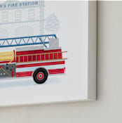 "Fire Engine to the Rescue" - Personalized Art Print in Flame by Paper Sun Studio - Frame Close-up