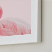 "Flamingo Portrait III" - Art Print in Parfait Pink by Rega - Frame Close-up