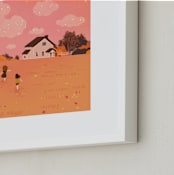 "Three little friends" - Art Print in Sunset Orange by Yuke Li - Frame Close-up