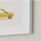 "Wacky Races I" - Art Print in Happy Yellow by David Michuki - Frame Close-up