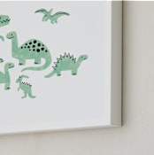 "Darling Dinos" - Art Print in Fern by Jessie Steury - Frame Close-up