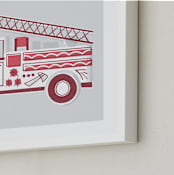 "Fancy Firetruck" - Art Print in Retro Red by Jessie Steury - Frame Close-up