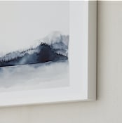 "Alaska from Sea" - Art Print in Navy by Kelsey McNatt - Frame Close-up