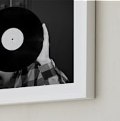 "Ahead of the Record" - Art Print in Black and White by Kaitie Bryant - Frame Close-up