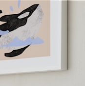 "Orca, where are you?" - Art Print in Peach Dip by Inkblot Design - Frame Close-up