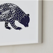 "Spirit Bear" - Art Print in Dark Cobalt by Eve Schultz - Frame Close-up
