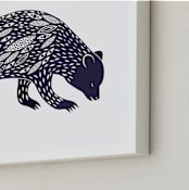 "Spirit Bear" - Art Print in Dark Cobalt by Eve Schultz - Frame Close-up
