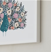 "Peacock Blooming Love" - Art Print in Peacock Blue by Afton Harding - Frame Close-up