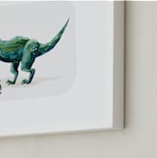 "Terrific T-Rex" - Art Print in Leaf by Kayla King - Frame Close-up