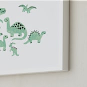 "Darling Dinos" - Art Print in Fern by Jessie Steury - Frame Close-up
