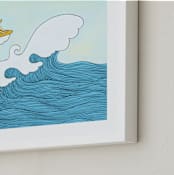"dog surfing" - Art Print in Sea Blue by Helen H Wu - Frame Close-up