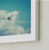 "Fly With Me I" - Art Print in Sky Blue by Erin Beutel - Frame Close-up