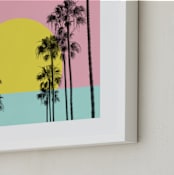 "Summer Palms" - Art Print in Pink Lemonade by Jessica C Nugent - Frame Close-up