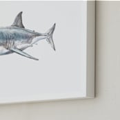 "Shark in Smiling Waters" - Art Print in Shark Gray by Lauren Rogoff - Frame Close-up