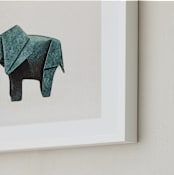 "Paper Animals: Elephant" - Art Print in Moody teal by Maja Cunningham - Frame Close-up