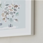 "Wild World Map" - Art Print in Sky by Jessie Steury - Frame Close-up