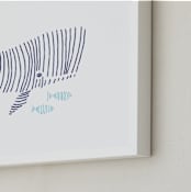 "Lined Animals II" - Art Print in OCEAN BLUE by Jayne Alfieri - Frame Close-up