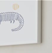"Lined Animals III" - Art Print in OCEAN BLUE by Jayne Alfieri - Frame Close-up