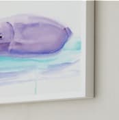 "Hippo Hooray" - Art Print in lilac by Lindsay Megahed - Frame Close-up
