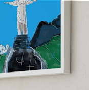 "The Redeemer, Rio" - Art Print in Sky Blue by Stuart Heir - Frame Close-up