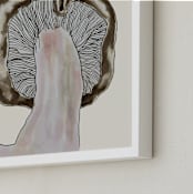 "Blewit Mushroom Pair" - Art Print in light beige by Alaine Ball - Frame Close-up