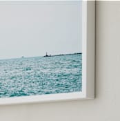 "Minimal Lighthouse" - Art Print in Ocean Blue by Vicky Gu - Frame Close-up