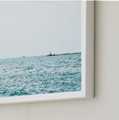 "Minimal Lighthouse" - Art Print in Ocean Blue by Vicky Gu - Frame Close-up