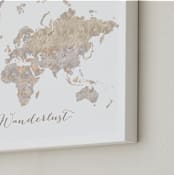 "Wanderlust world map" - Art Print in Taupe and grey by Rosana Laiz Blursbyai - Frame Close-up