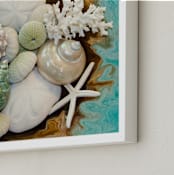 "Sea Shell Swirls" - Art Print in turquoise blue by Debra Butler - Frame Close-up
