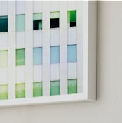 "Mid Wilshire Windows " - Art Print in cool green blue by GLEAUX Art Photo Design - Frame Close-up