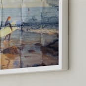 "Indigo Surfer Girl, Venice Beach" - Art Print in Indigo Blue by Annie Seaton - Frame Close-up