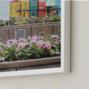 "Toronto Newspaper Boxes" - Art Print in Cerulean Blue by Annie Seaton - Frame Close-up