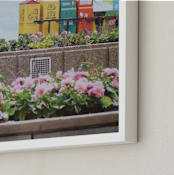"Toronto Newspaper Boxes" - Art Print in Cerulean Blue by Annie Seaton - Frame Close-up