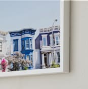 "Painted Ladies" - Art Print in Sky Blue by Annie Montgomery - Frame Close-up