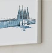"Blue Oresund Bridge" - Art Print in bridge blue by Cindy Lackey - Frame Close-up