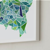"Fragments in Green" - Art Print in fragmented green by Cindy Lackey - Frame Close-up
