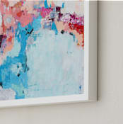 "Pink and Blue Abstract Painting" - Art Print in Bright Pink by Caryn Owen - Frame Close-up