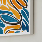 "Swirling Teardrops Horizontal" - Art Print in Dusk Blue by Deborah Velasquez - Frame Close-up