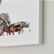 "Safari Animal Parade" - Art Print in Safari Brown by Danielle Elizabeth - Frame Close-up