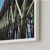 "Fishing off the Pier" - Art Print in Sky Blue by Jessica Marchetti - Frame Close-up