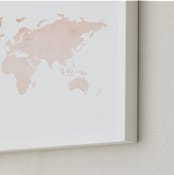 "Blush Watercolor World Map" - Art Print in Blush Pink by Katrina Lindhorst - Frame Close-up