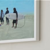 "Surf Gang, Venice Beach" - Art Print in Cerulean by Annie Seaton - Frame Close-up